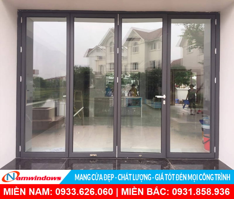 Mẫu xếp trượt 4 cánh màu nâu