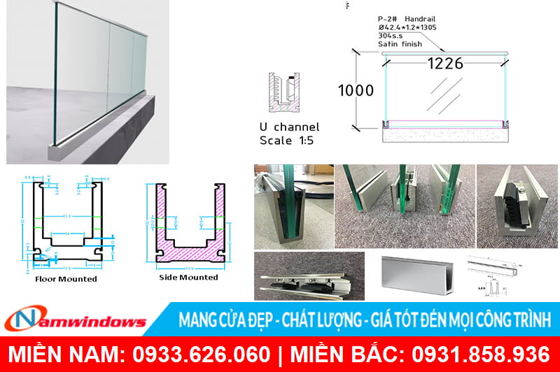 Cấu tạo lan can kính không trụ