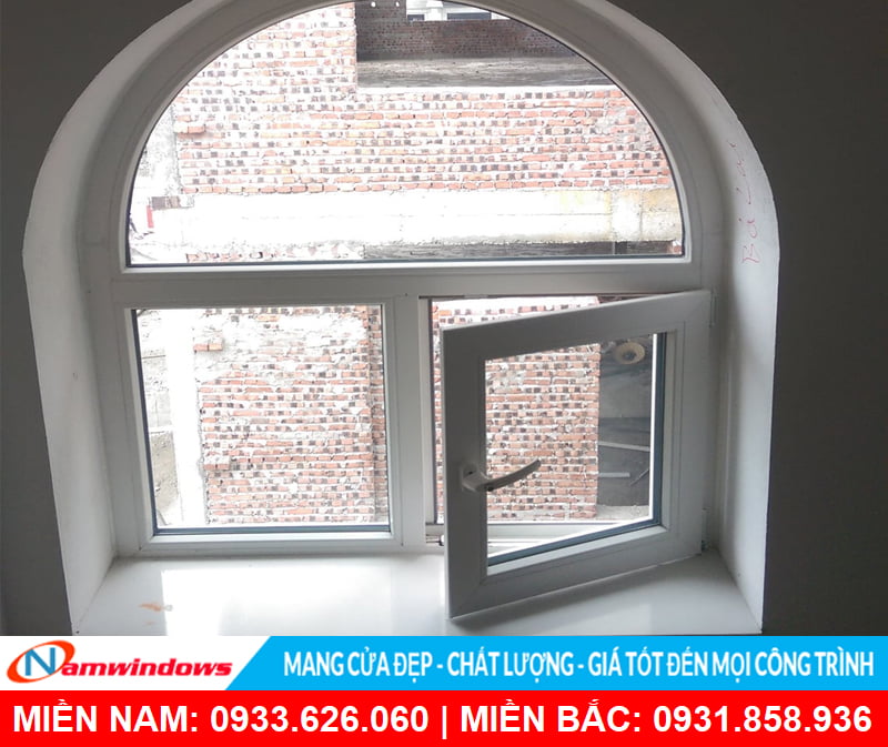 Cửa sổ nhựa lõi thép uốn vòm