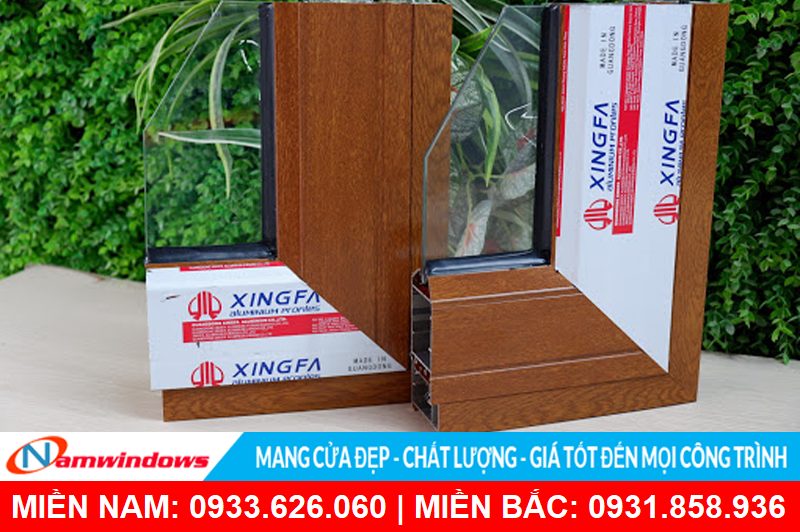 Hình ảnh góc mẫu Xingfa dòng vát cạnh màu vân gỗ
