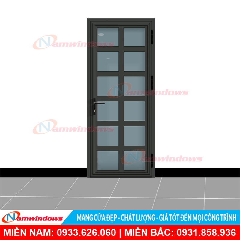 Cửa nhôm xingfa 1 cánh chia ô dày