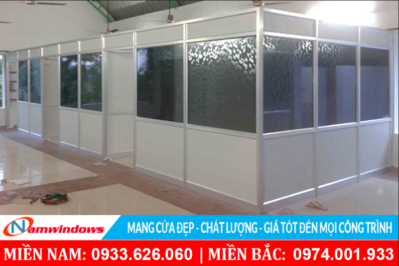 cửa nhôm hệ 700 làm vách ngăn