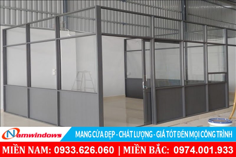 vách nhôm màu xám hệ 700