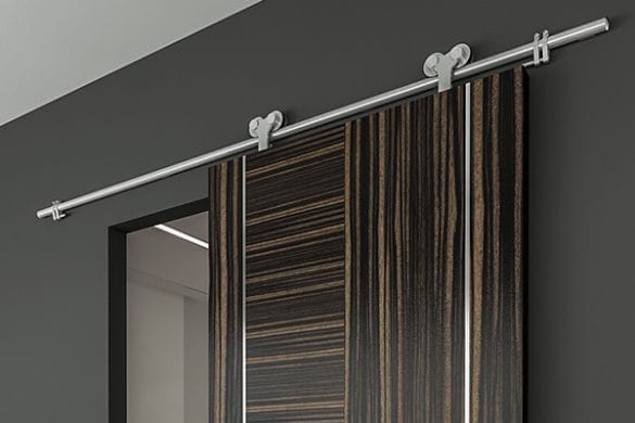 Bánh xe treo đôi 150kg inox 304, ray Inox tròn ø25 - Ảnh 2