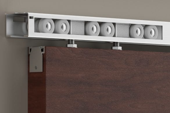 Bánh xe trượt treo 150kg 12 bánh nhựa, đế inox 201 - Ảnh 2
