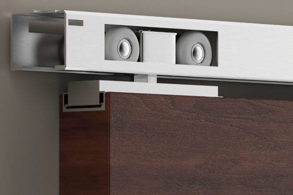 Bánh xe treo 80kg 4 bánh nhựa, đế inox 201, ray vuông - Ảnh 2