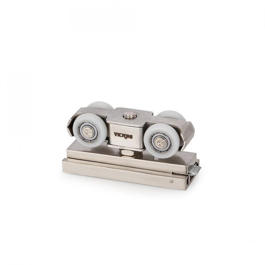 Bánh xe treo 80kg 4 bánh nhựa, đế inox 201, ray vuông