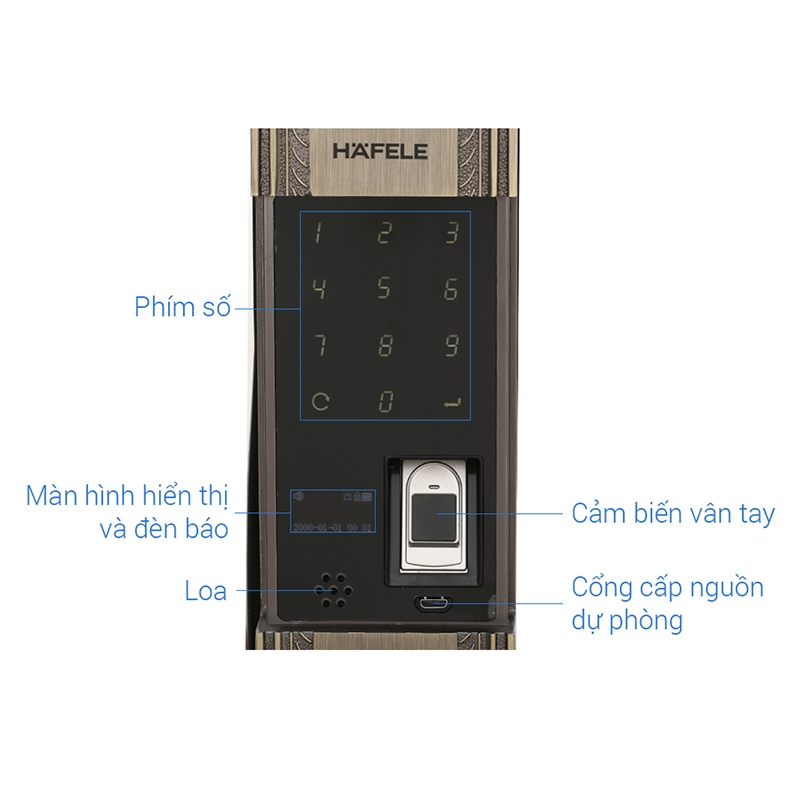 Khóa cửa Hafele EL10K 912.05.314 - Ảnh 5