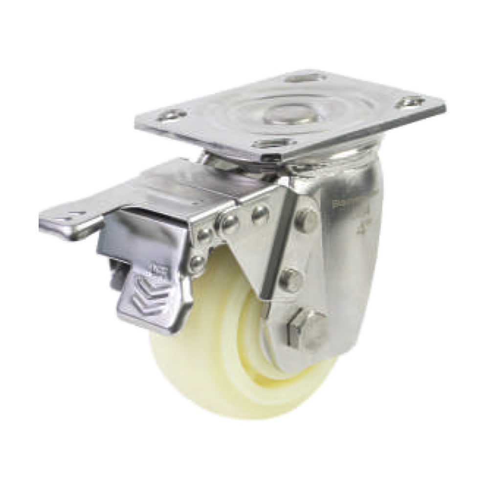Bánh xe đẩy nhựa PP BXD113 xoay có khóa càng inox 304 - Ảnh 2