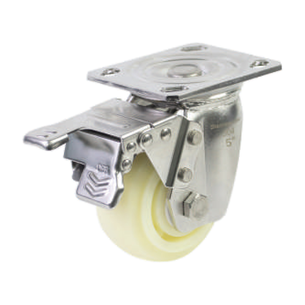 Bánh xe đẩy nhựa PP BXD113 xoay có khóa càng inox 304 - Ảnh 3