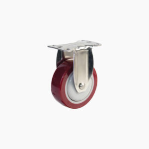 Bánh xe đẩy nhựa PU đỏ BXD058 cố định càng inox