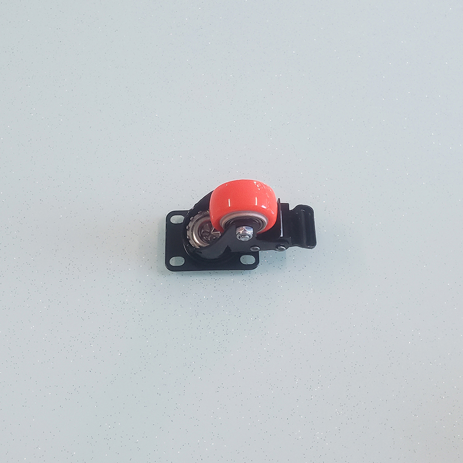 Bánh xe đẩy nhựa PVC đỏ BXD082 xoay khóa kép - Ảnh 2