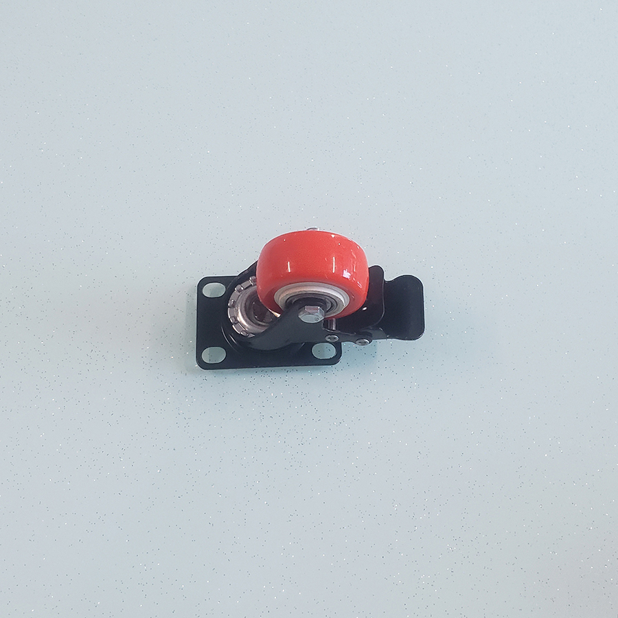 Bánh xe đẩy nhựa PVC đỏ BXD082 xoay khóa kép - Ảnh 3
