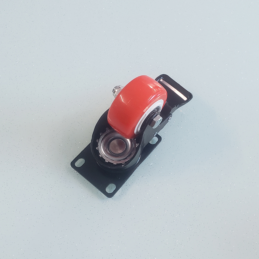 Bánh xe đẩy nhựa PVC đỏ BXD082 xoay khóa kép - Ảnh 6