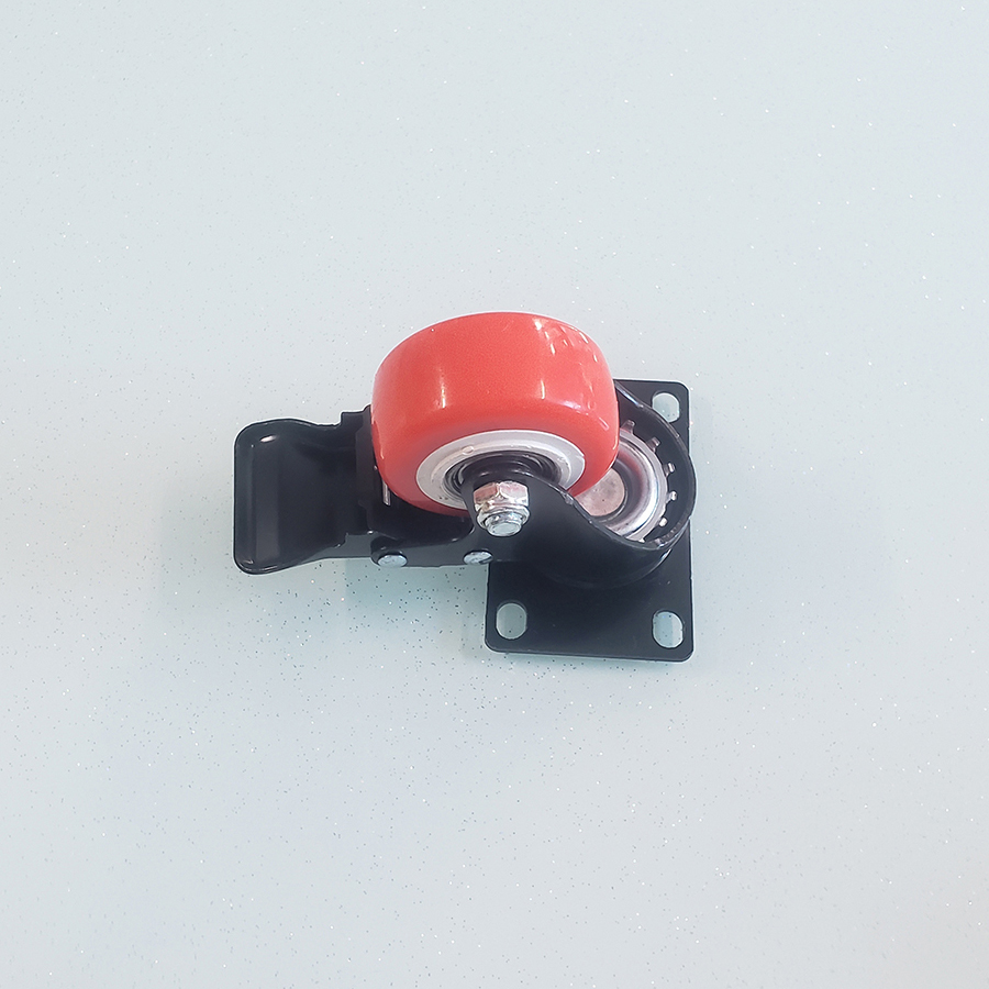 Bánh xe đẩy nhựa PVC đỏ BXD082 xoay khóa kép - Ảnh 8