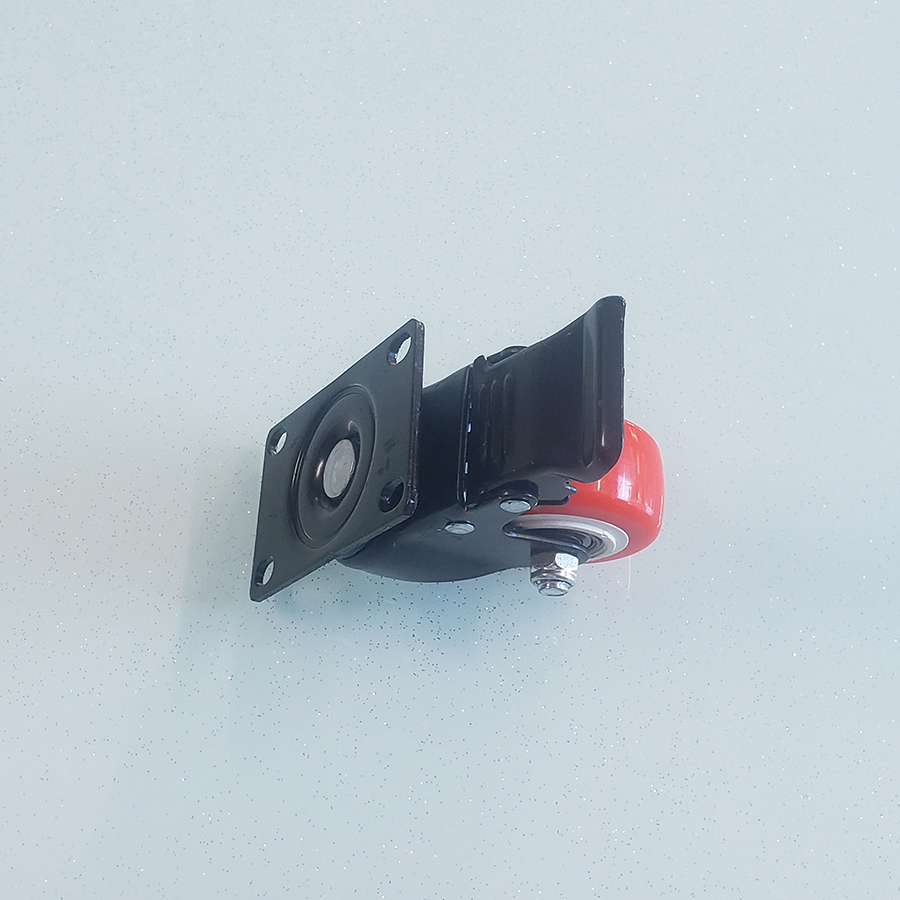 Bánh xe đẩy nhựa PVC đỏ BXD082 xoay khóa kép - Ảnh 9