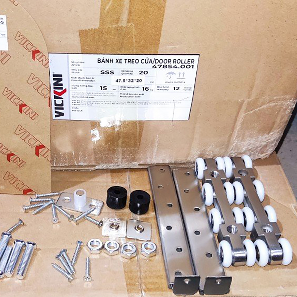 Bánh xe lùa treo 8 bánh Vickini 47854.001 150kg đế inox 201 - Ảnh 2