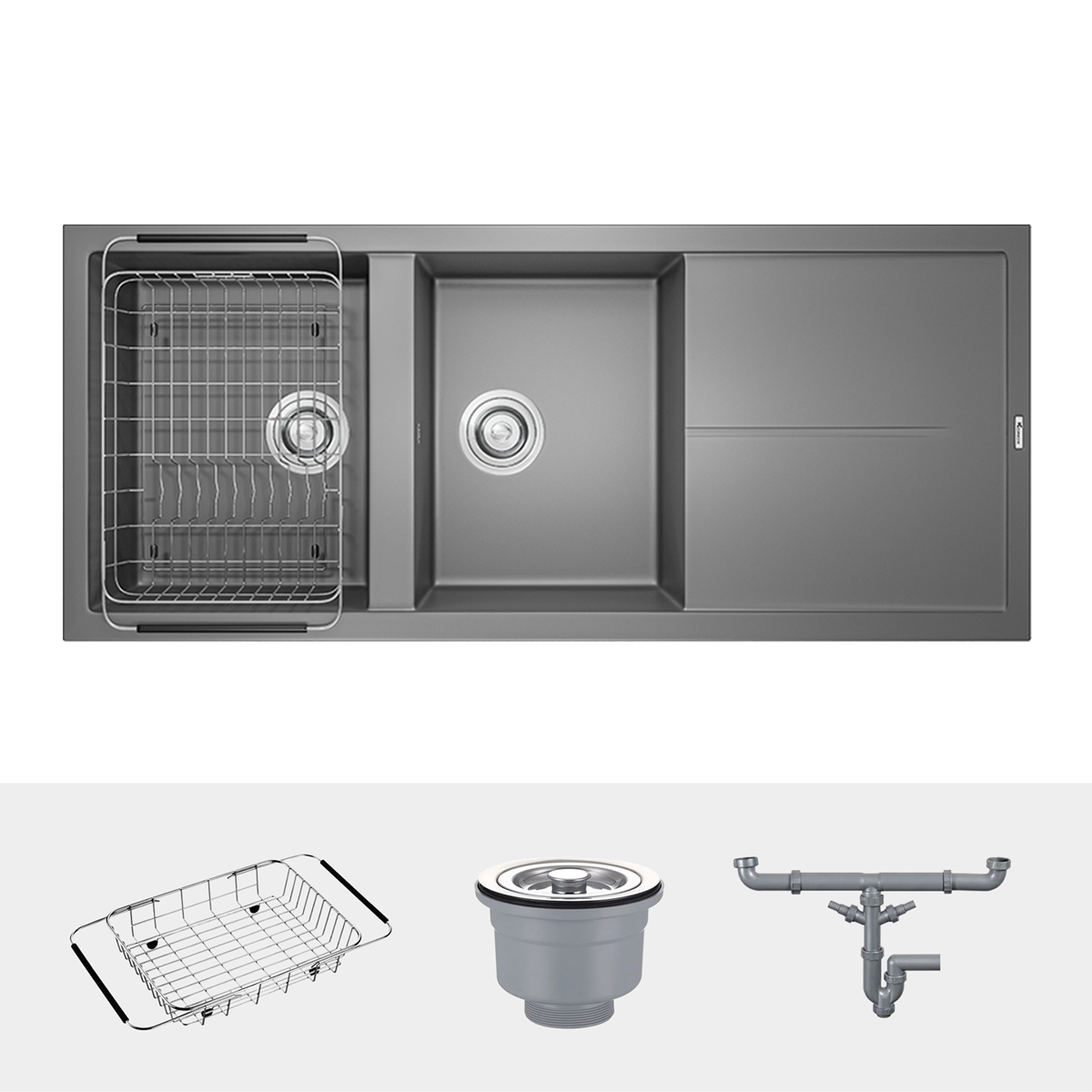 Bộ bồn rửa chén Konox Livello Smart 1160 Grey - Ảnh 2