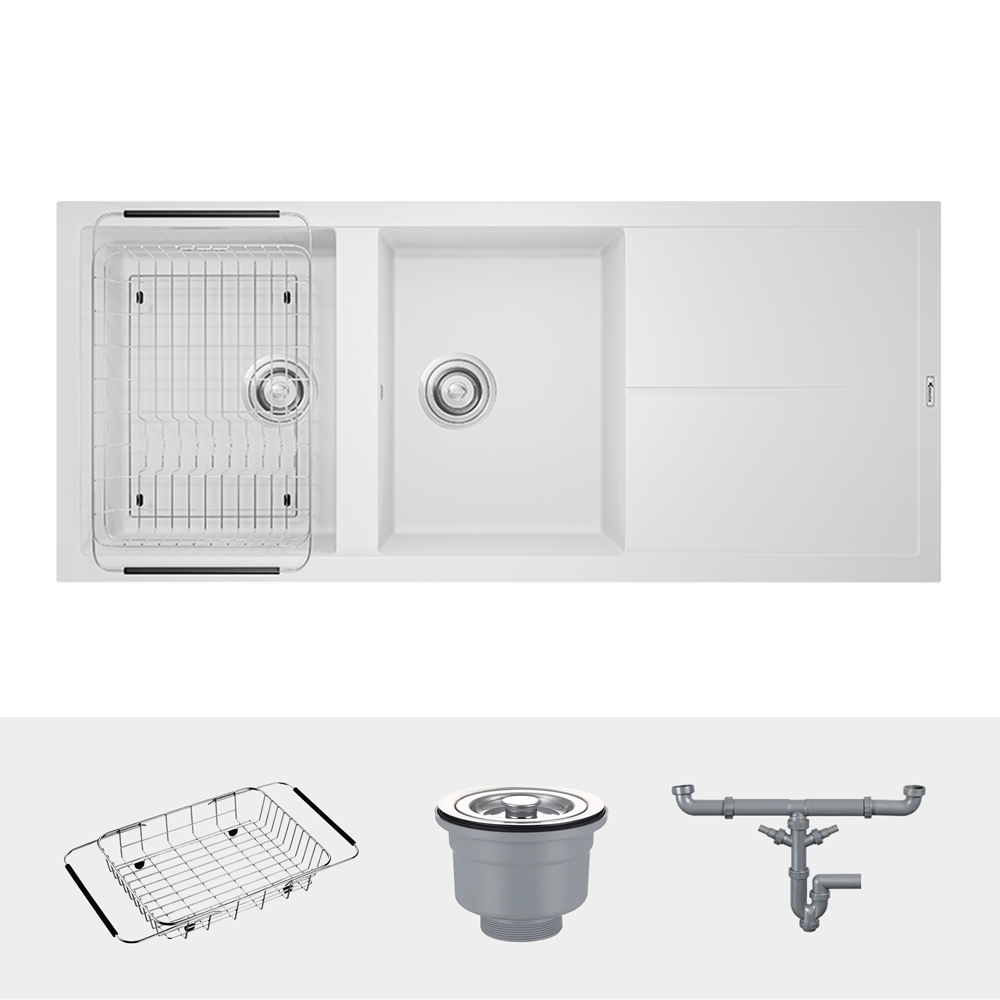 Bồn rửa chén Konox Livello Smart 1160 White Silver - Ảnh 2