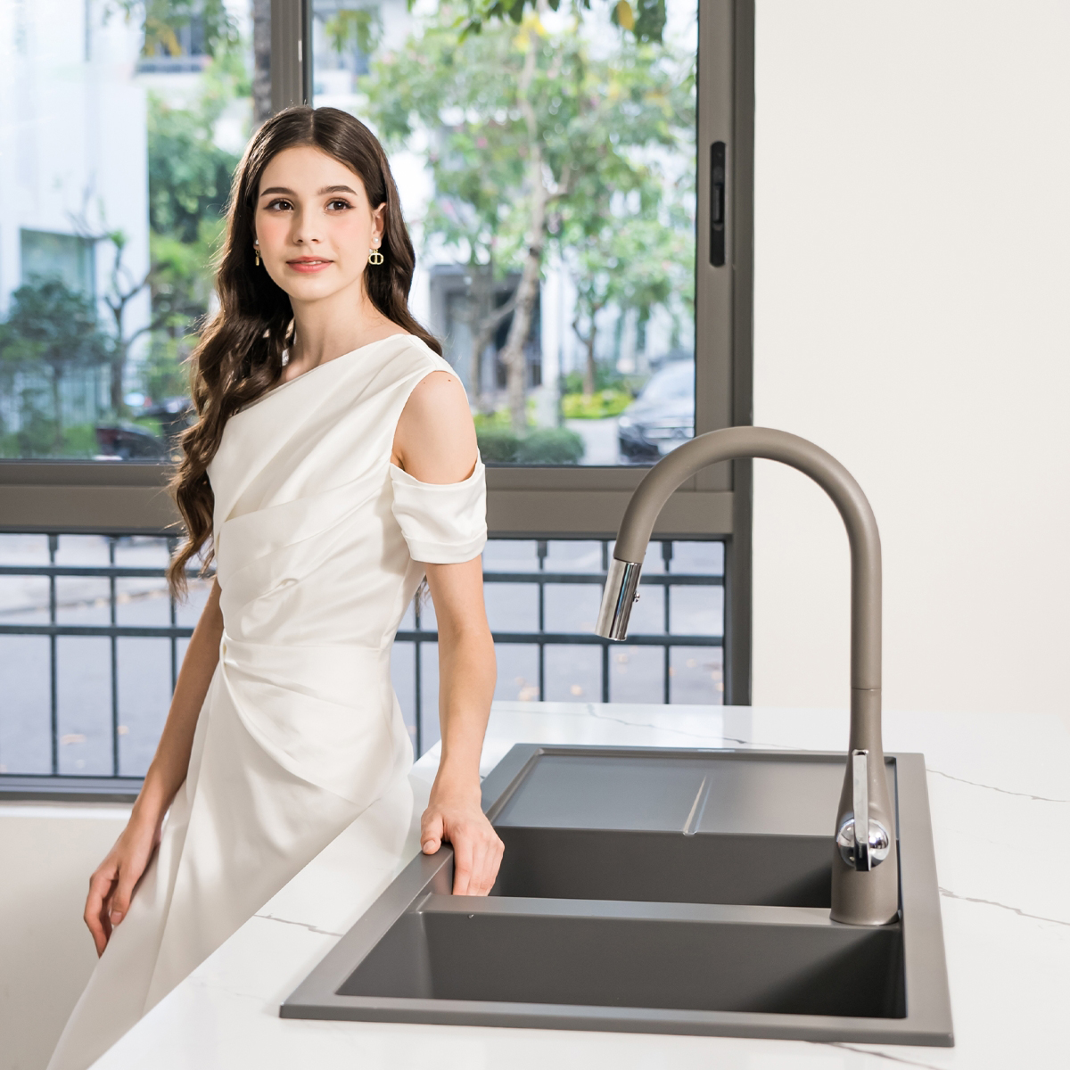 Bộ bồn rửa chén Konox Livello Smart 1160 Grey - Ảnh 3