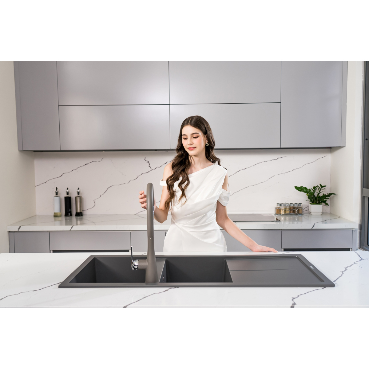 Bộ bồn rửa chén Konox Livello Smart 1160 Grey - Ảnh 11