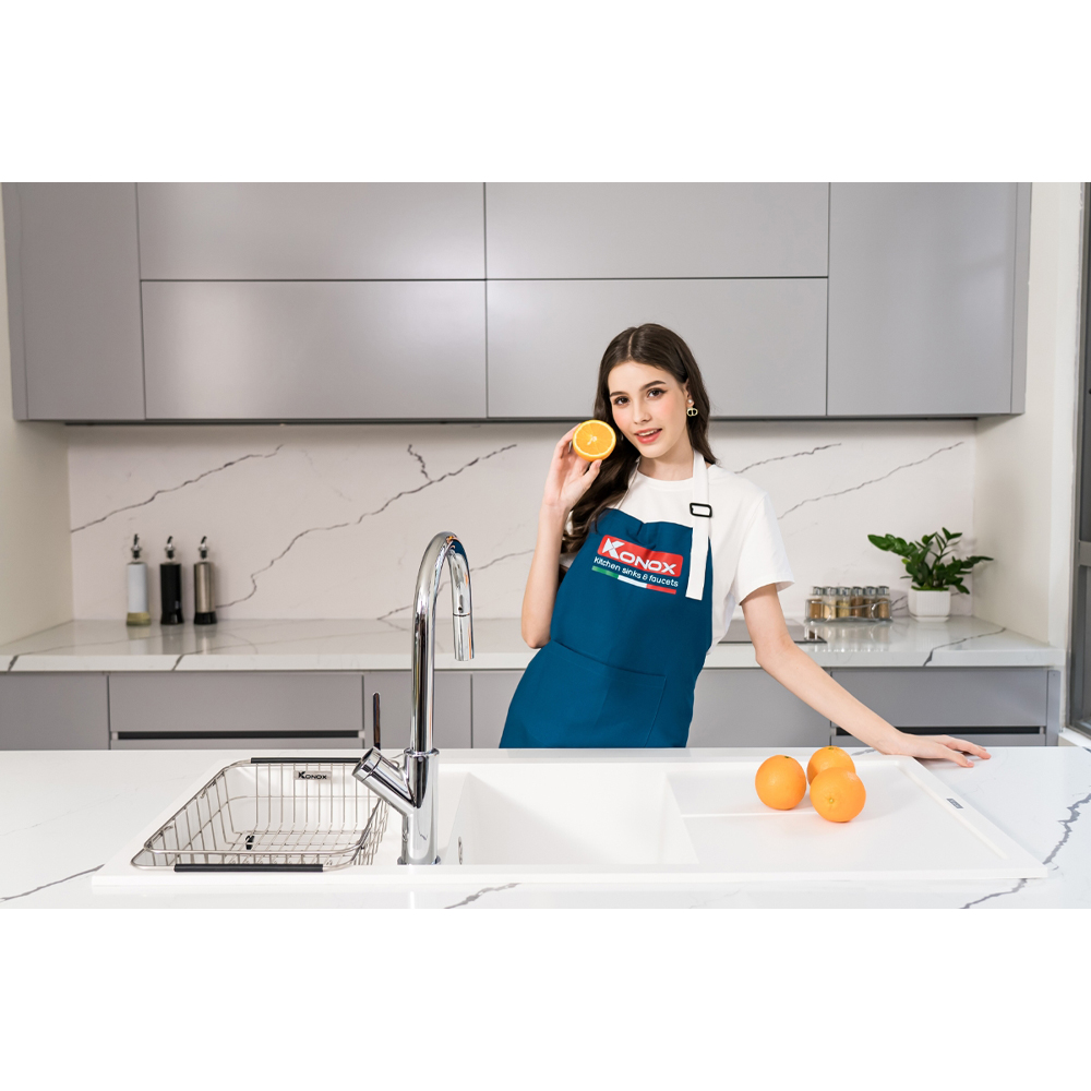 Bồn rửa chén Konox Livello Smart 1160 White Silver - Ảnh 4