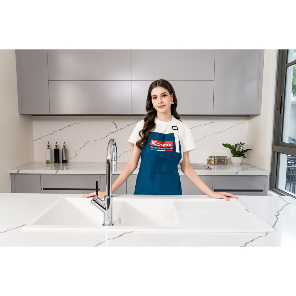 Bồn rửa chén Konox Livello Smart 1160 White Silver - Ảnh 10