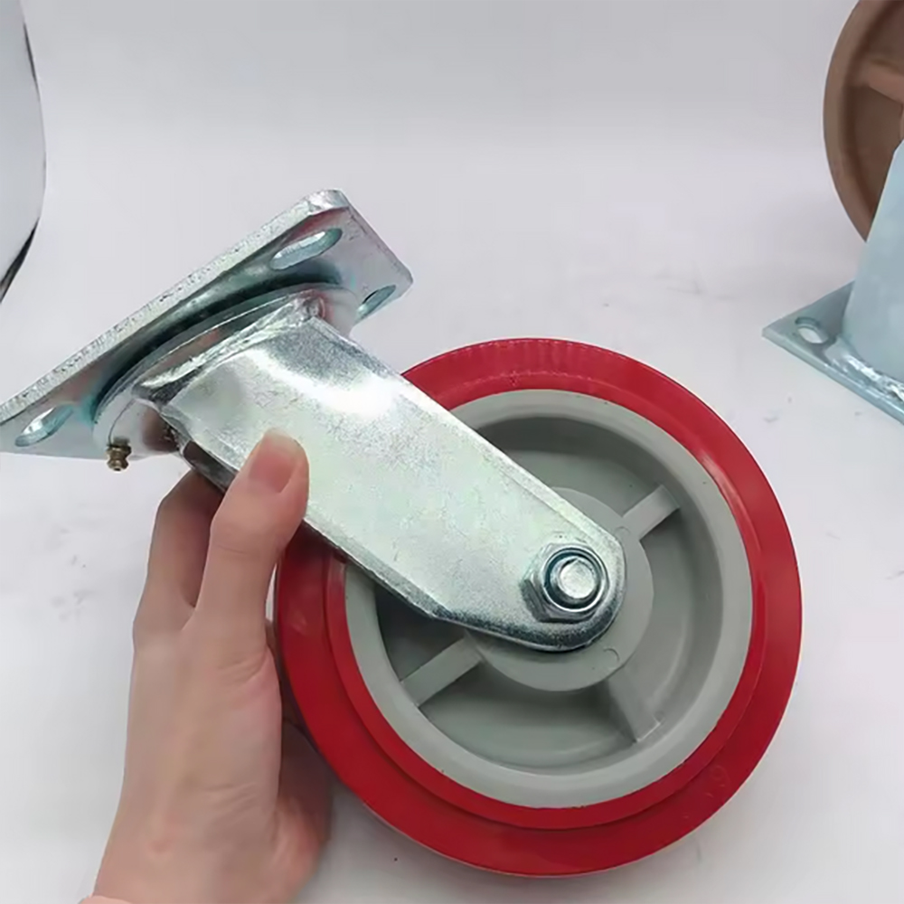 Bánh xe đẩy nhựa TPR đàn hồi BXD038 4in, 5in, 6in, 8in khóa kép - Ảnh 7