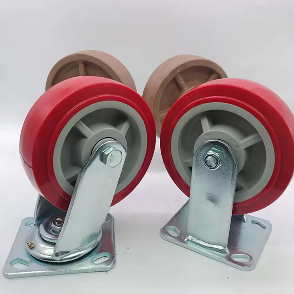Bánh xe đẩy nhựa TPR đàn hồi BXD038 4in, 5in, 6in, 8in khóa kép - Ảnh 4