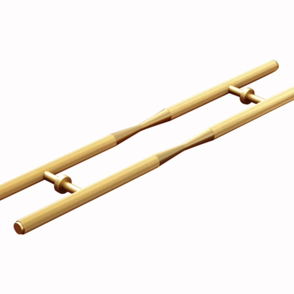 Tay nắm cửa TN041 nhôm đặc ø32 caro vàng mờ - Ảnh 2