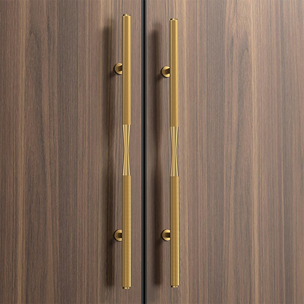 Tay nắm cửa TN041 nhôm đặc ø32 caro vàng mờ