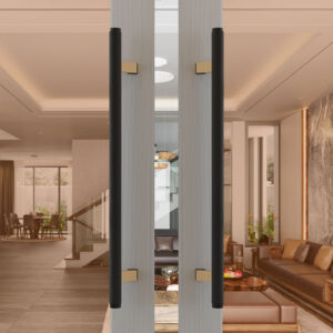 Tay nắm cửa TN051 nhôm đặc ø32 caro đen mờ