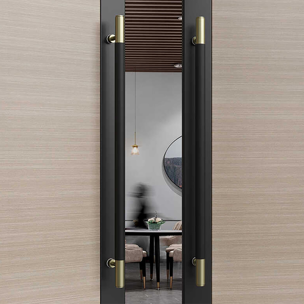 Tay nắm cửa TN060 nhôm đặc ø32 sọc đen