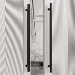 Tay nắm cửa TN061 nhôm đặc ø32 sọc đen