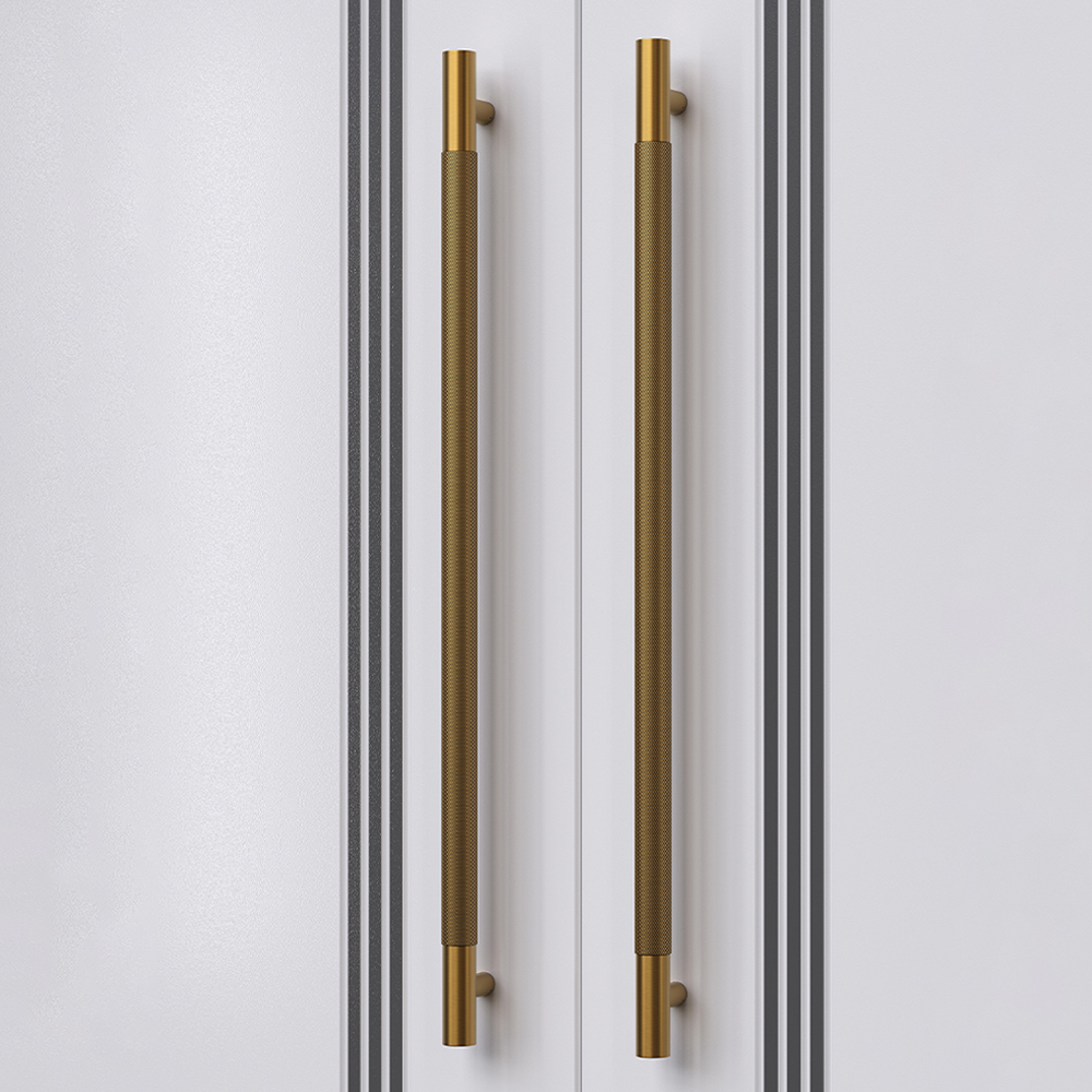 Tay nắm cửa TN067 nhôm đặc ø32 caro vàng mờ
