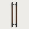 Tay nắm cửa TN115 đầu inox đen mờ, thân gỗ óc chó ø38