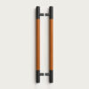 Tay nắm cửa TN116 đầu inox đen mờ, thân gỗ gõ đỏ ø38