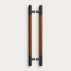 Tay nắm cửa TN117 đầu inox đen mờ, thân gỗ căm xe ø38