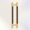 Tay nắm cửa TN119 đầu inox vàng bóng, thân gỗ óc chó ø38