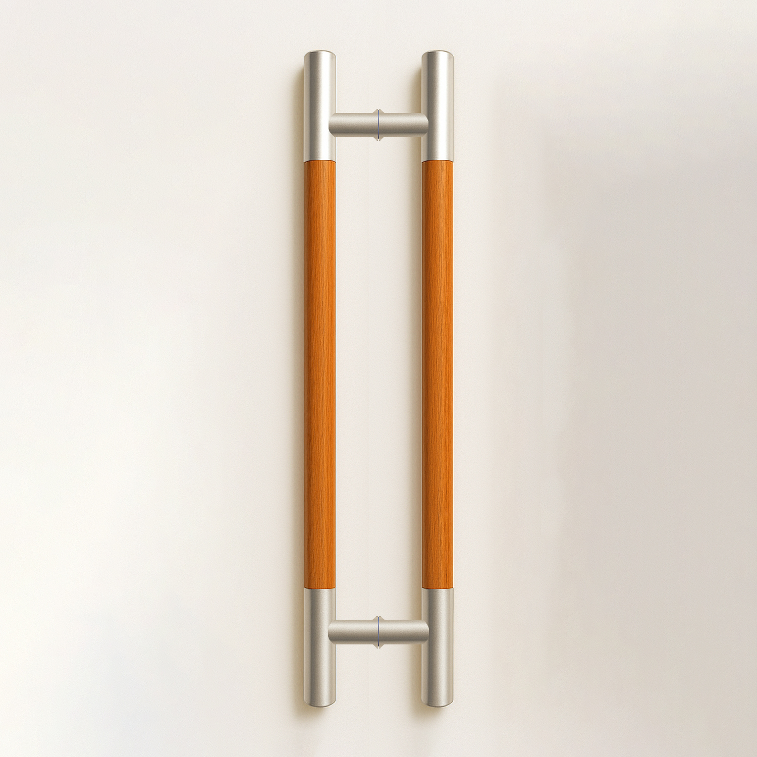 Tay nắm cửa TN128 đầu inox xước mờ, thân gỗ gõ đỏ