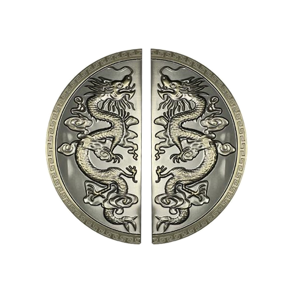 Tay nắm cửa tròn đồng thau TN092 họa tiết rồng - Ảnh 3