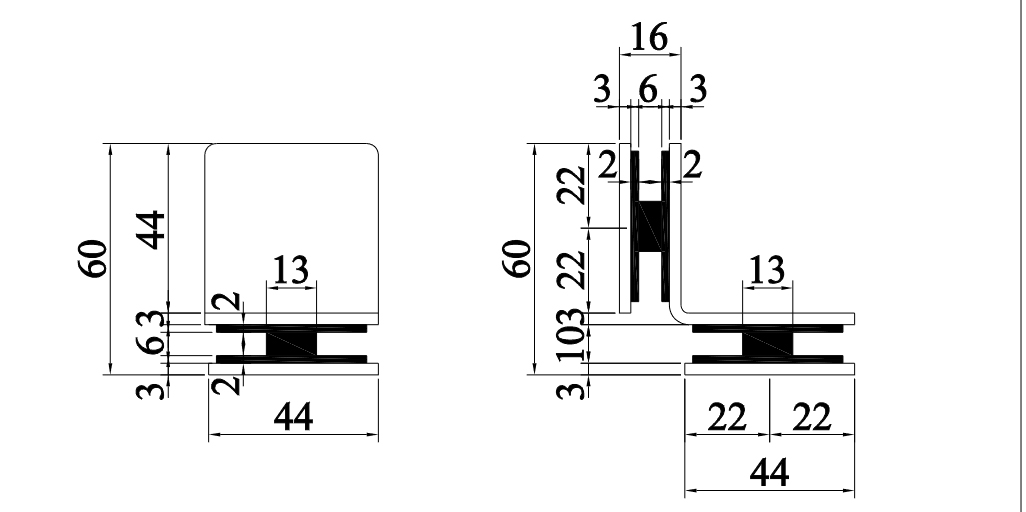 Kẹp kính L kính kính 90 độ VICKINI 64423.001 PSS - Ảnh 2