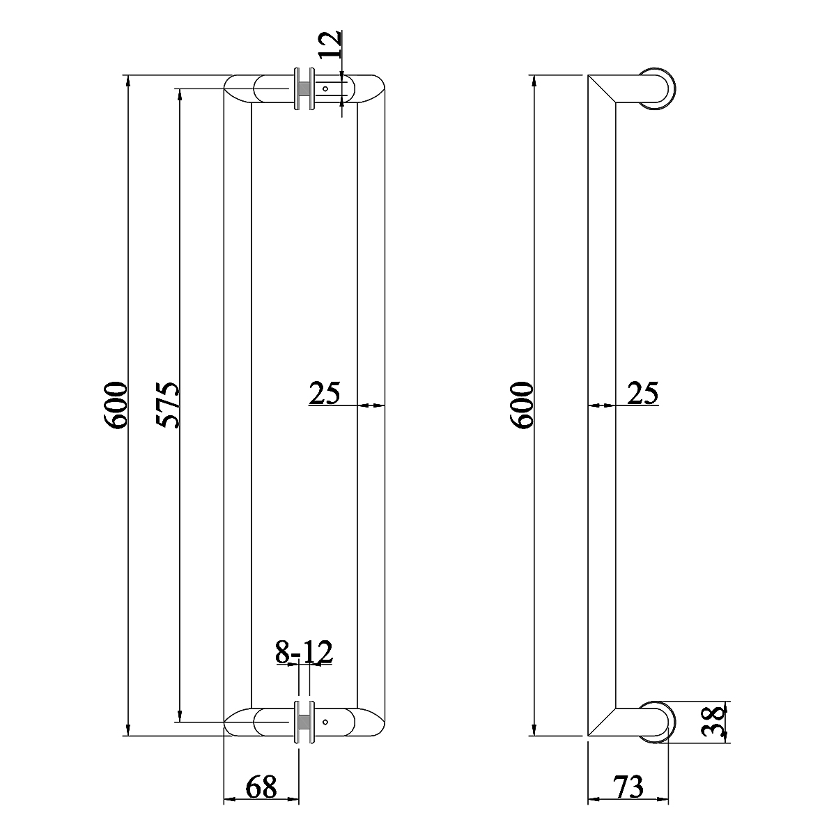 Tay nắm cửa TN088 inox 304 lệch tâm - Ảnh 3