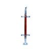 Trụ cầu thang kính TLC008-003 Inox 304 ốp gỗ đế mặt