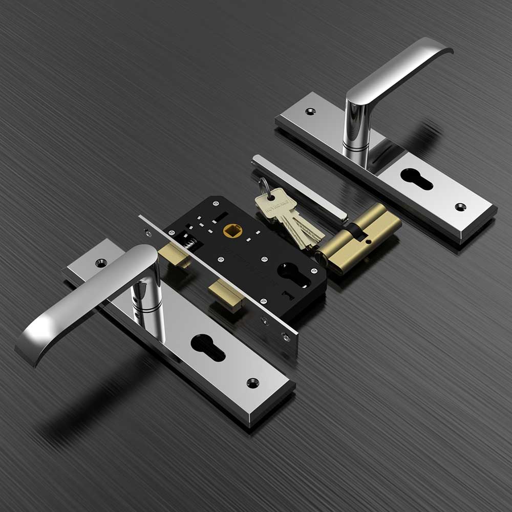 Bộ khóa tay nắm hợp kim EX 5810 trắng bạc dài 200 - Ảnh 7