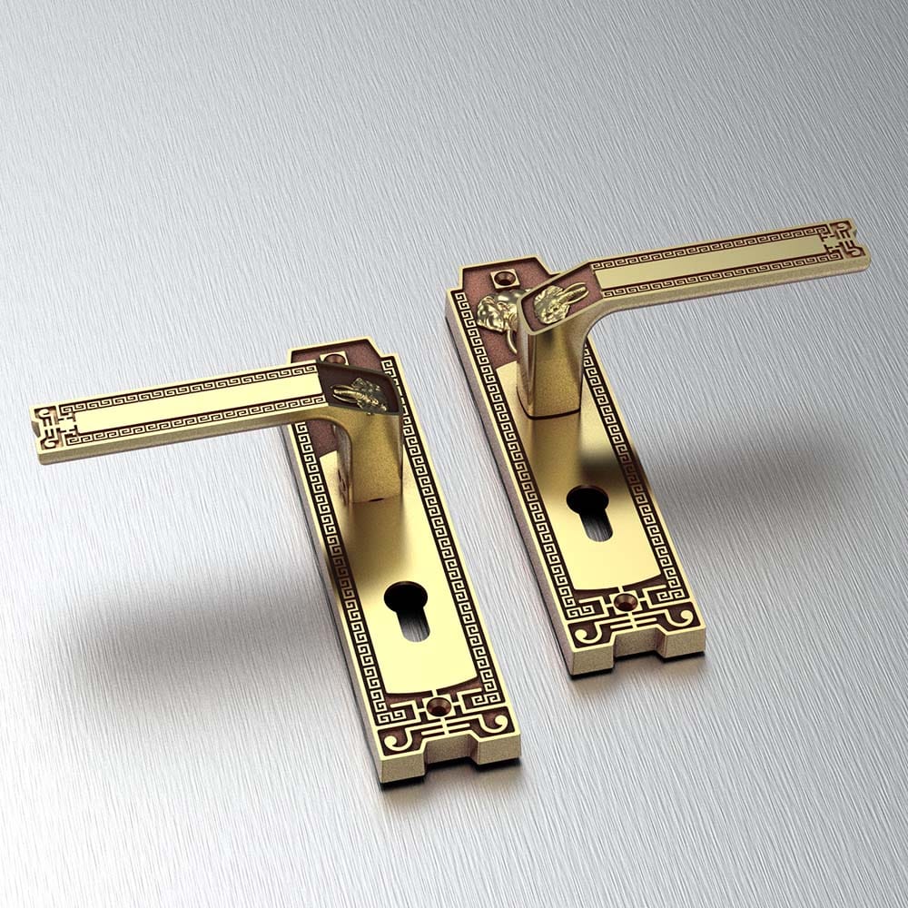 Bộ khóa tay nắm đồng thau HC 5828 dài 213 - Ảnh 5