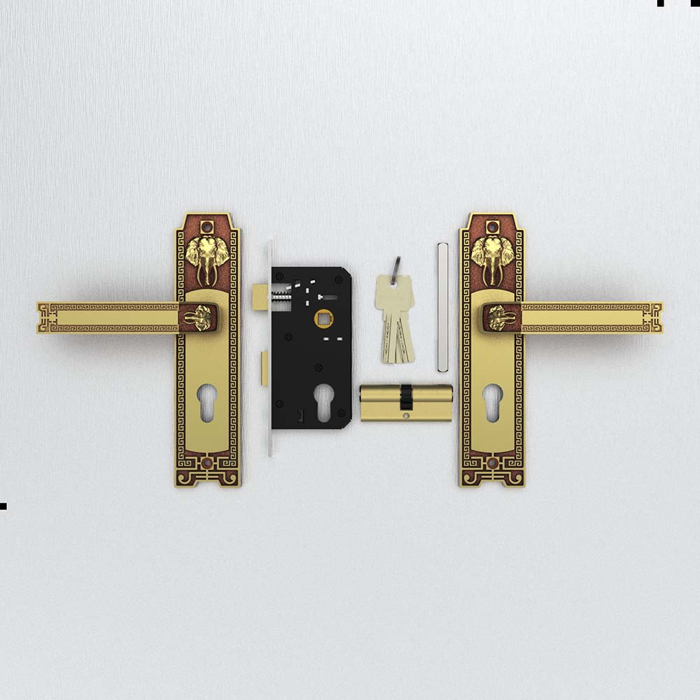 Bộ khóa tay nắm đồng thau HC 5828 dài 213 - Ảnh 7