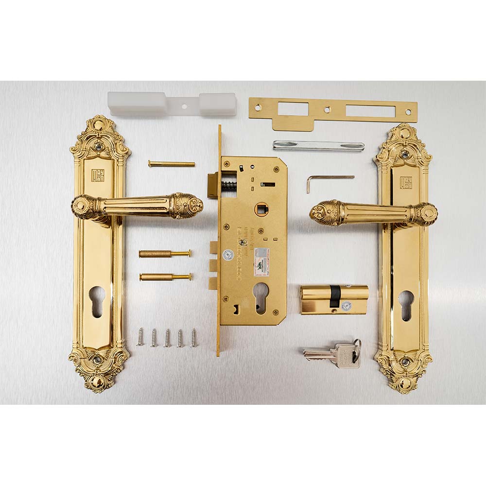 Bộ khóa tay nắm đồng thau HC 8526 PVD Gold dài 303 - Ảnh 5