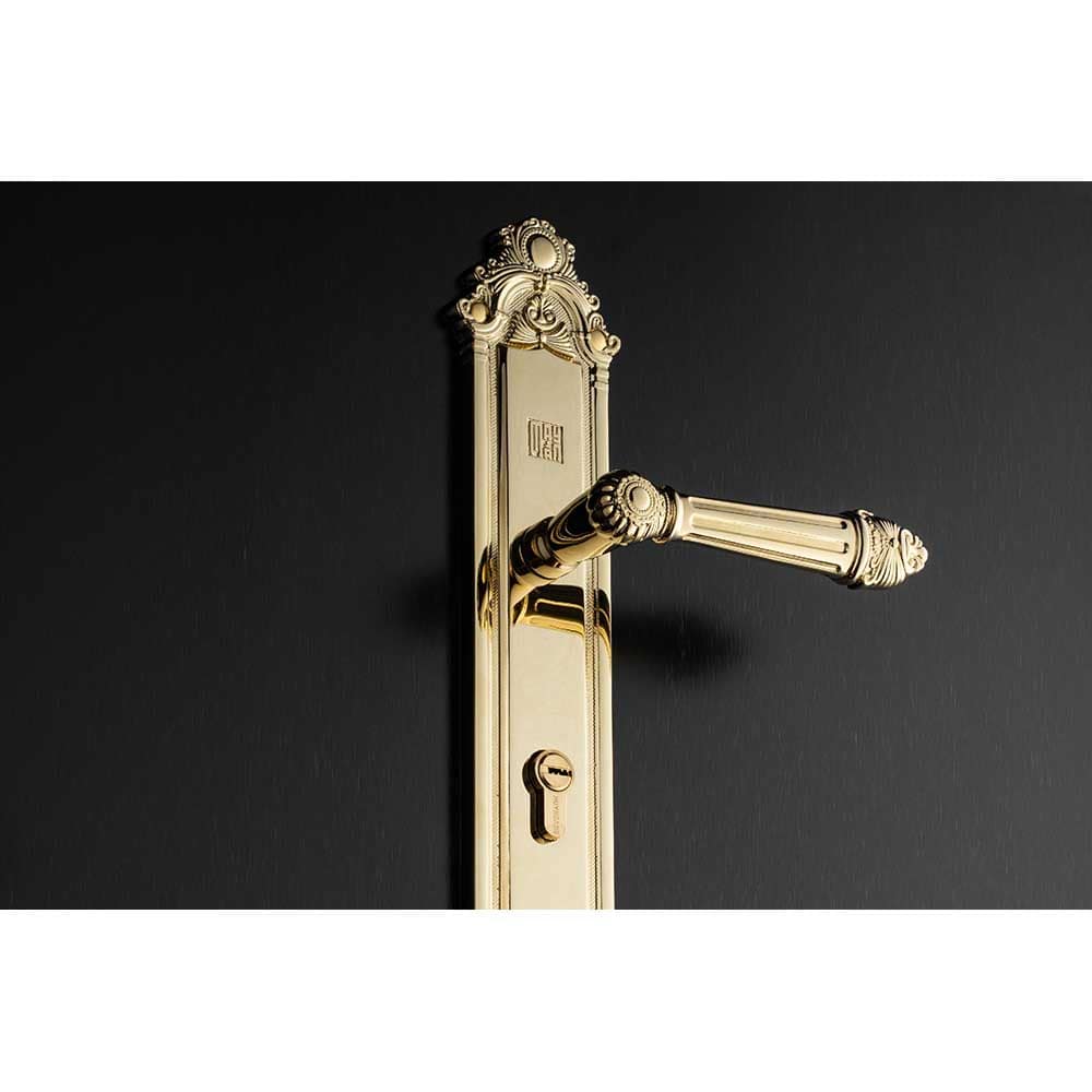 Khóa cửa gỗ đại sảnh đồng thau HC8526 PVD Gold dài 590 - Ảnh 4
