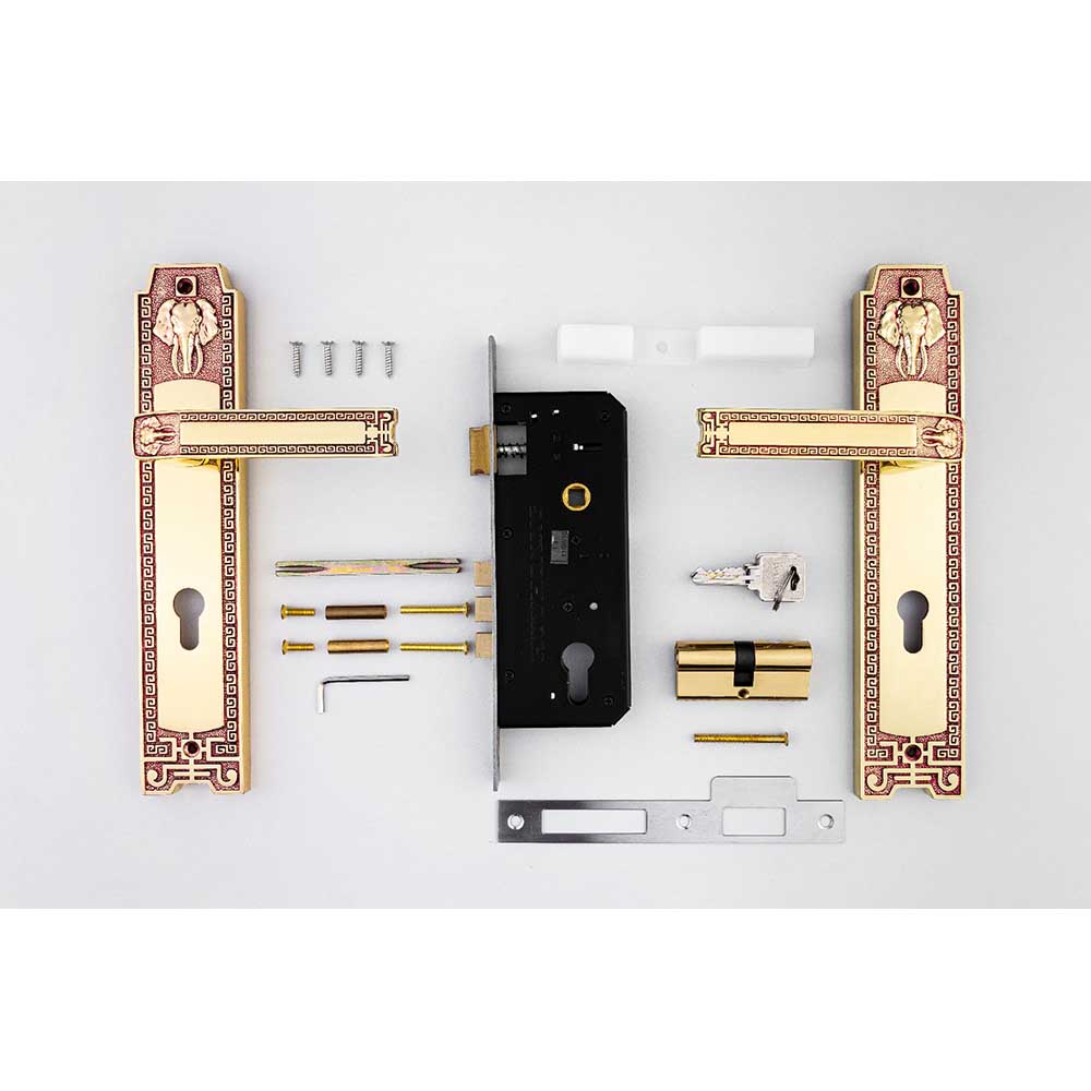 Bộ khóa tay nắm đồng thau HC 8528 dài 286 - Ảnh 4